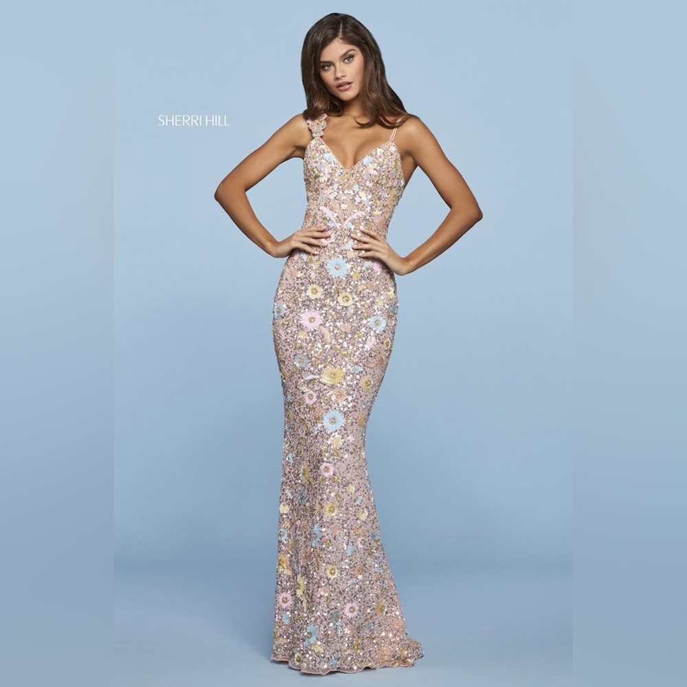 Sherri Hill Blush Floral Gown